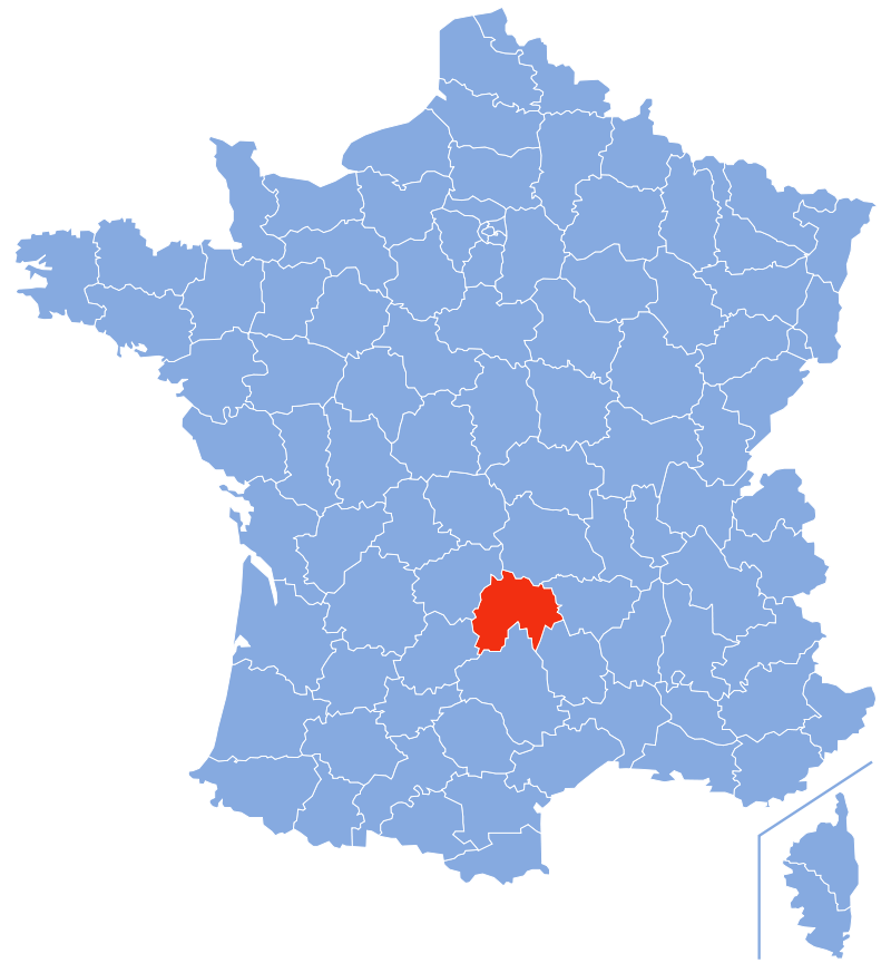 Расположение департамента Канталь (Cantal)