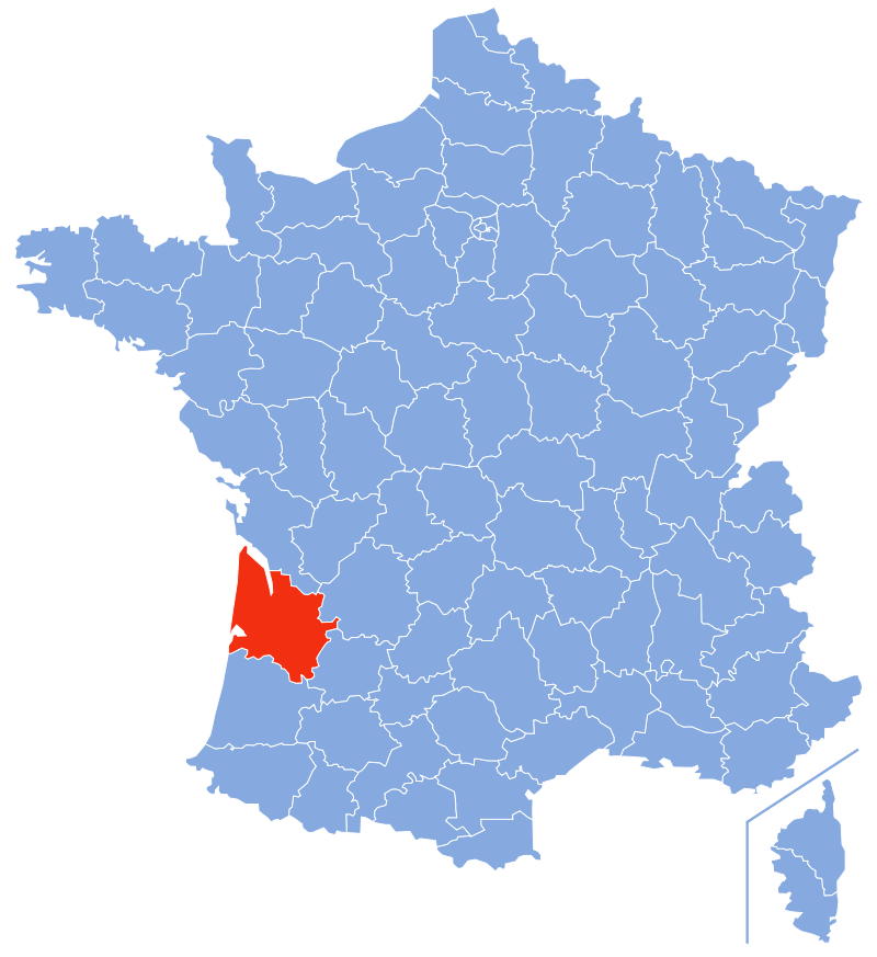 Расположение департамента Жиронда (Gironde)