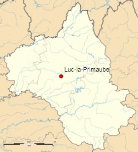 Люк-ла-Примоб (Luc-la-Primaube) на карте департамента Авейрон (Окситания)
