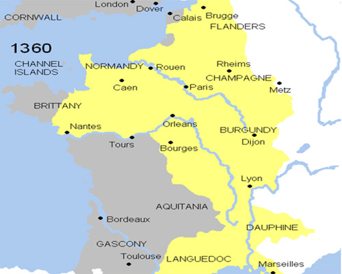 Франция по итогам первого этапа Столетней войны (1360 г.)