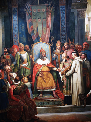 Карл Великий в окружении феодалов