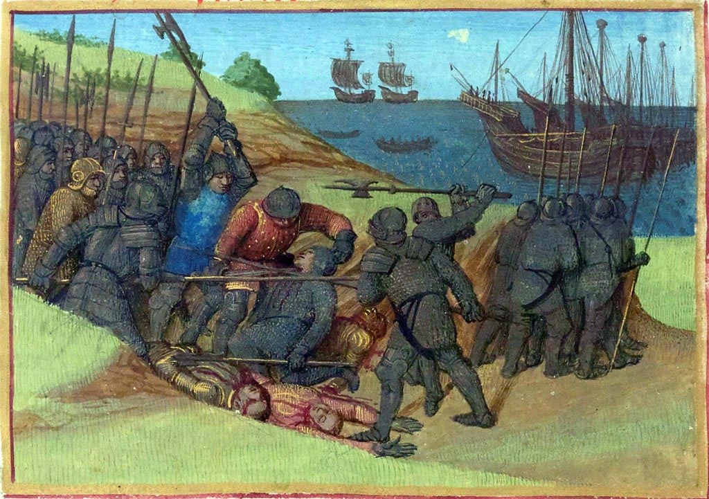 Битва франков и данов (Миниатюра Жана Фуке из Больших французских хроник. Около 1455—1460)