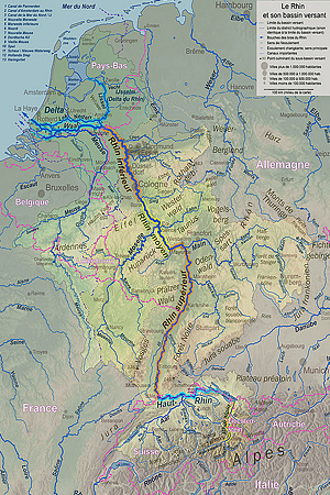 Бассейн Рейна на карте
