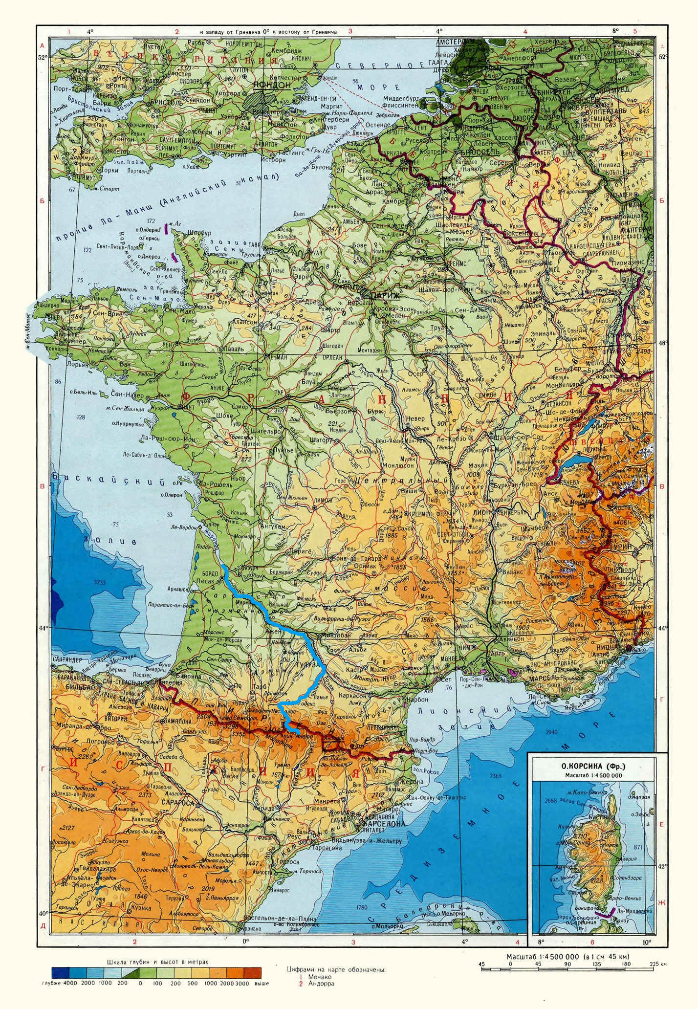 Река Гаронна (Garonne) на карте
