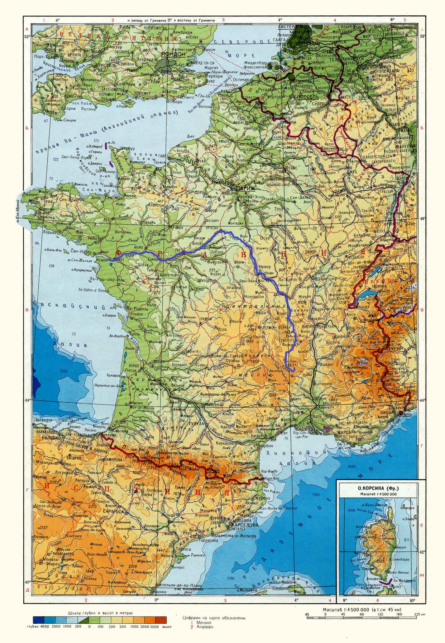 Река Луара (Loire) на карте