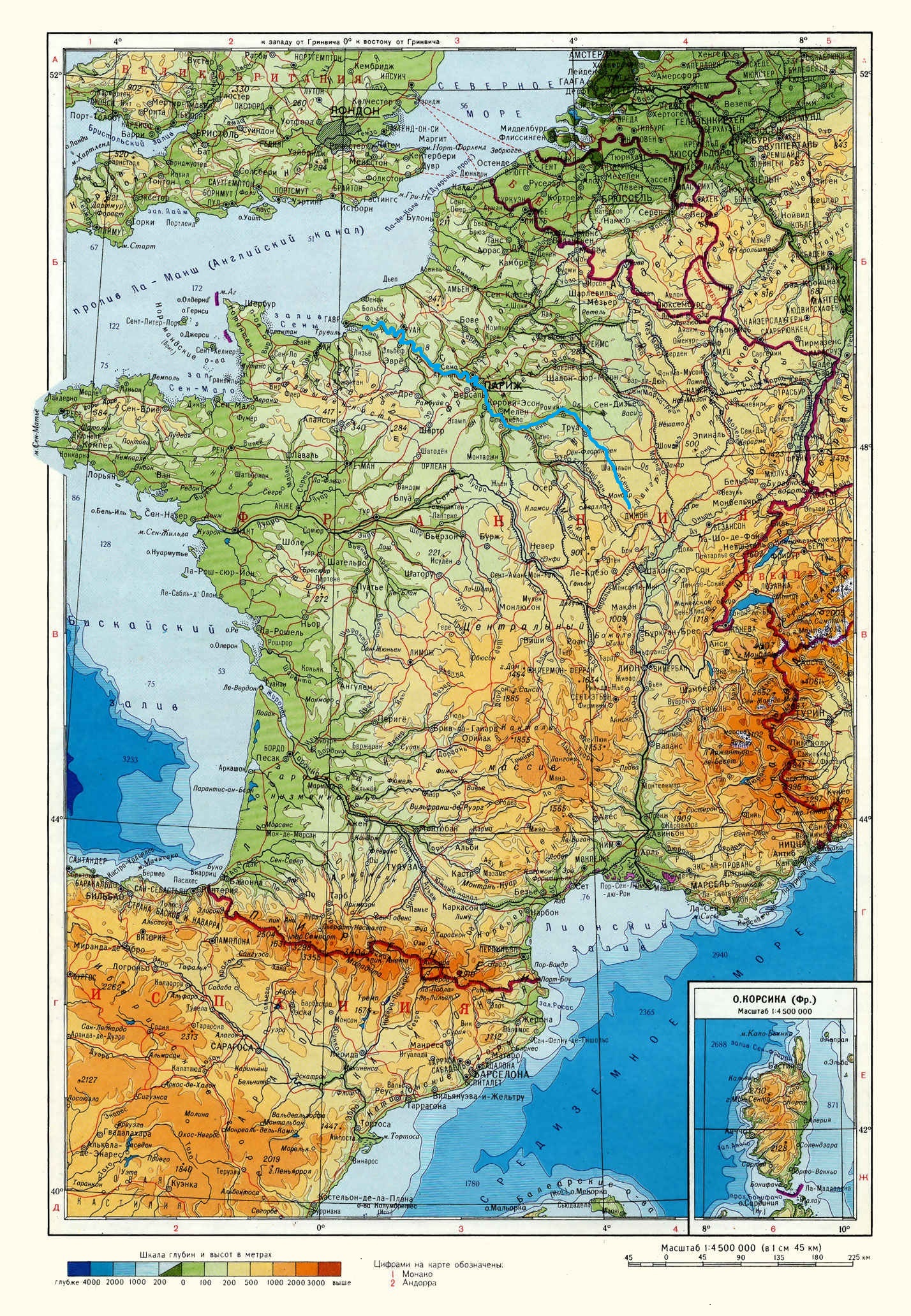Река Сена (Seine) на карте