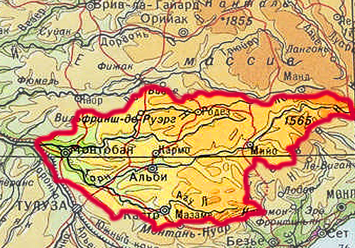 Бассейн реки Тарн на карте